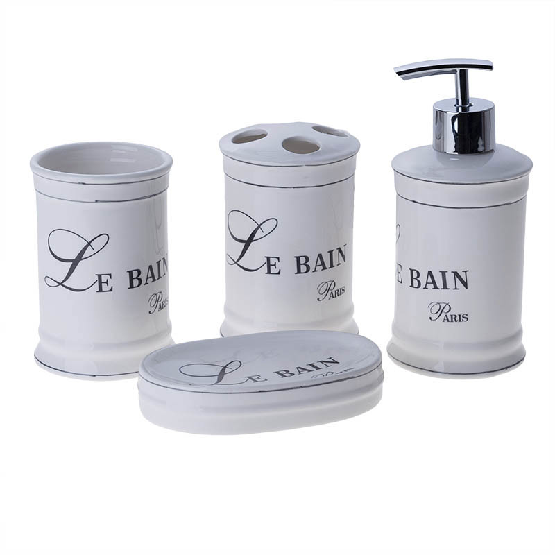 SET 4 ΤΕΜΑΧΙΑ ΜΠΑΝΙΟΥ ΠΟΡΣΕΛΑΝΙΝΟ LE BAIN 3-65-494-0001 InArt