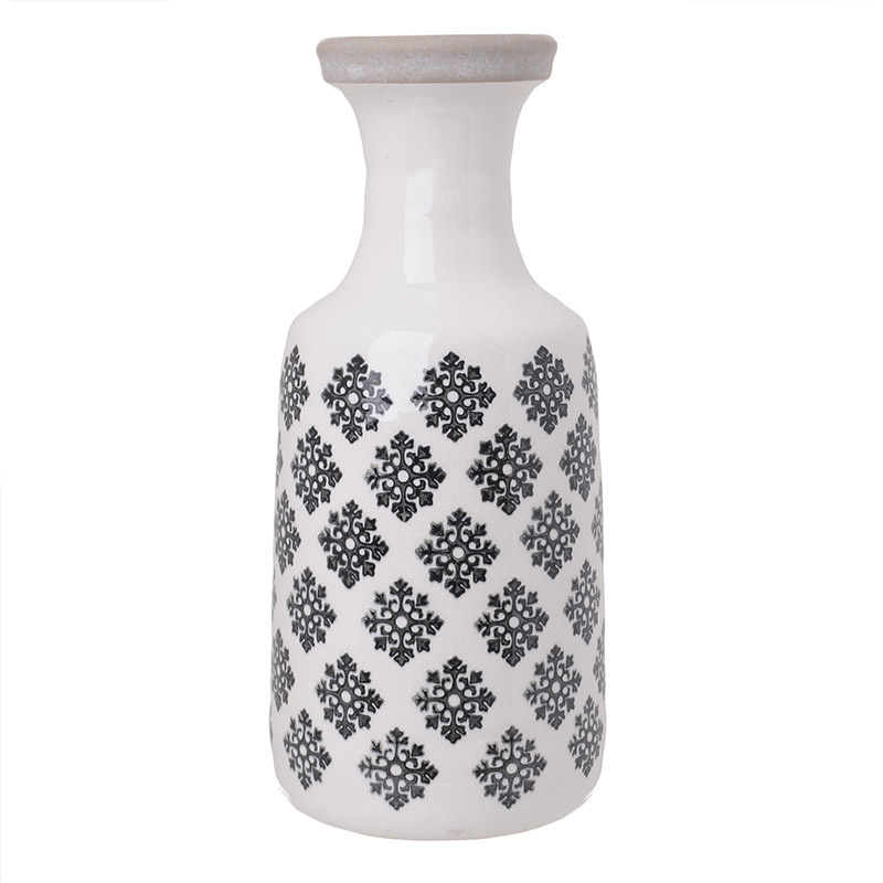 ΒΑΖΟ ΚΕΡΑΜΙΚΟ ΛΕΥΚΟ-ΜΑΥΡΟ 12X12X27 3-70-615-0002 InArt