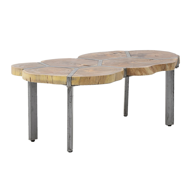 INART ΤΡΑΠΕΖΙ ΞΥΛΙΝΟ ΜΕΤΑΛΛΙΚΟ ΚΑΦΕ NATURAL 106X65X45 7-50-053-0007