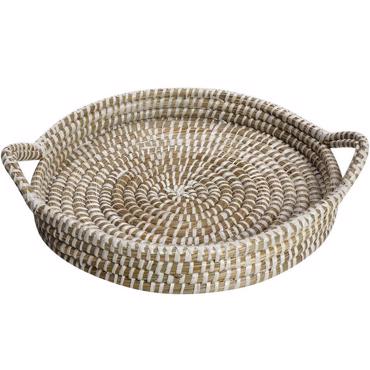 Δίσκος Στρογγυλός με Χερούλια Ψάθινος L 45Χ45Χ8εκ KAG139 Espiel