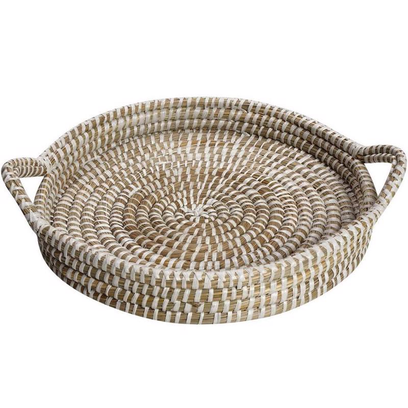 Δίσκος Στρογγυλός με Χερούλια Ψάθινος L 45Χ45Χ8εκ KAG13