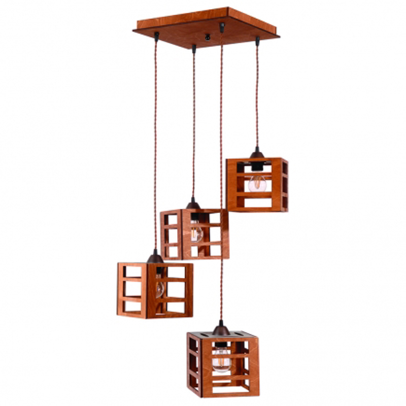 ARlight - ΣΗΜΑΝΤΙΚΟ: Σε περίπτωση διαφοράς τιμής από το κατάστημα ισχύει παντα και μόνο η τιμή του καταστήματος ARlight 4Φωτο Φωτιστικό Οροφής Ξύλο Pda 374 Καφέ Ε27 55