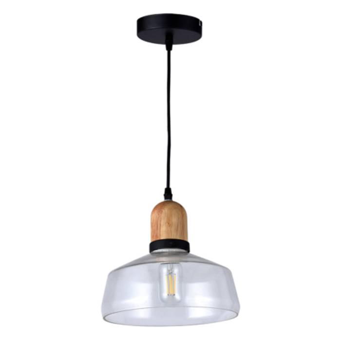 ARlight Kremasto Fotistiko Orofis Metallo/Gyali/Xulo Pdc 117 Mavro/Diafano E27 23X90 0084500