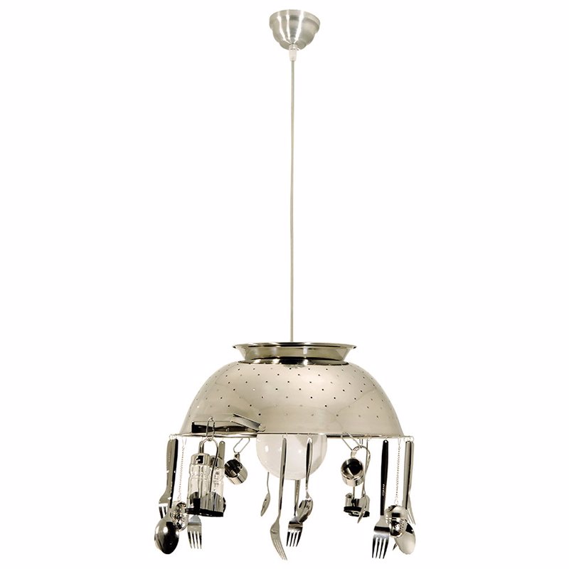 ARlight Κρεμαστό Φωτιστικό Οροφής Μεταλλικό Νίκελ Σουρωτήρι/Κουταλοπίρουνα Ε27 Φ40Χ100cm Ga 172 0101197