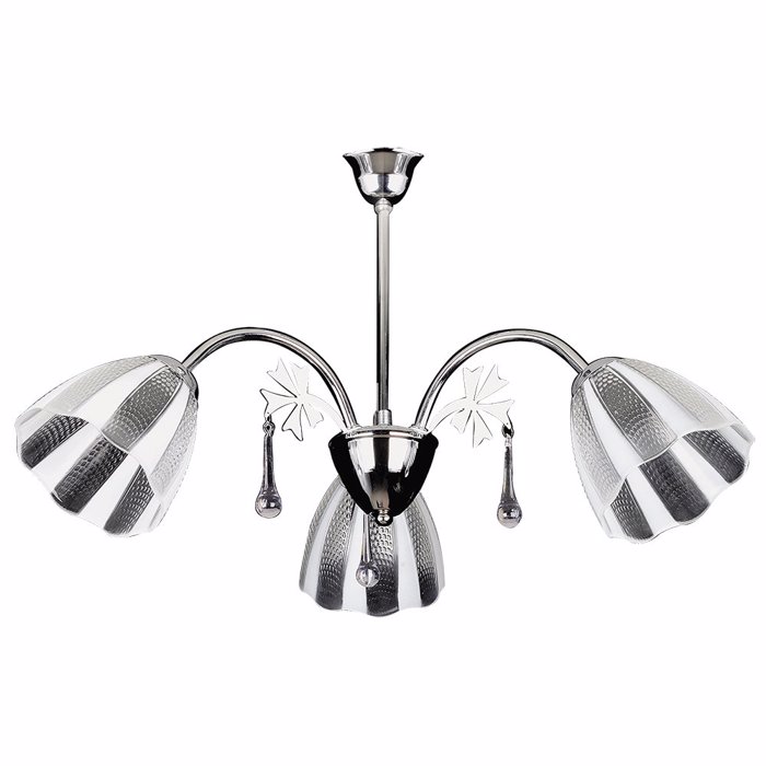 ARlight 3foto Fotistiko Orofis Metallo/Gyali/Krustallo PDT 194-3 Nikel E27 60X43 0103232