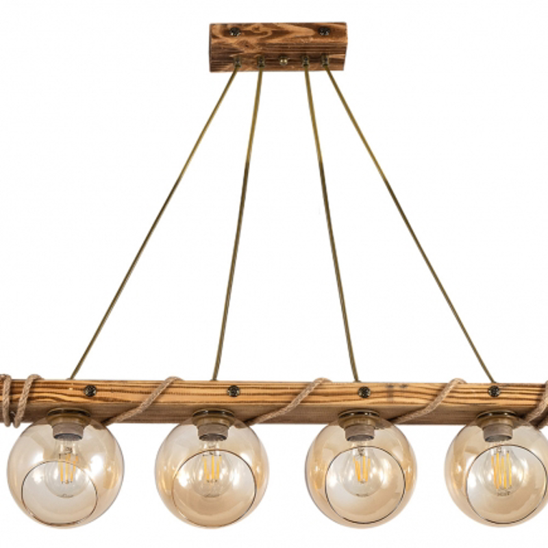 ARlight 4Φωτο Φωτιστικό Οροφής Ξύλο/Γυαλί Pdt 2059/4 Με