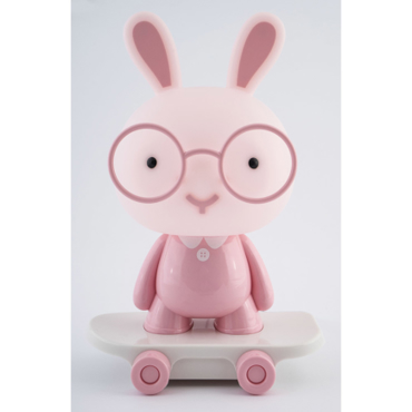 ARlight Παιδικό Επιτραπέζιο Φωτιστικό Πλαστικό Λαγουδάκι  Skate Tlc 4011 Ροζ/Λευκό E14 22X36 0274072