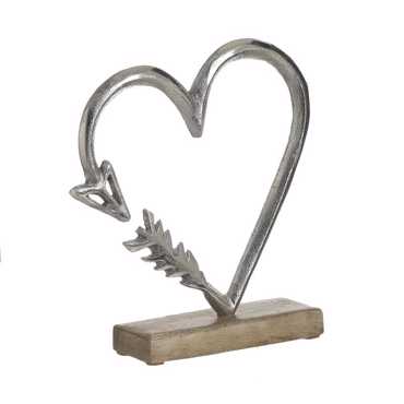 Inart Καρδιά Μεταλλική/Ξύλινη Ασημί/Natural 20X5X22 3-70-985-0051 Inart Καρδιά Μεταλλική/Ξύλινη Ασημί/Natural 20X5X22 3-70-985-0051