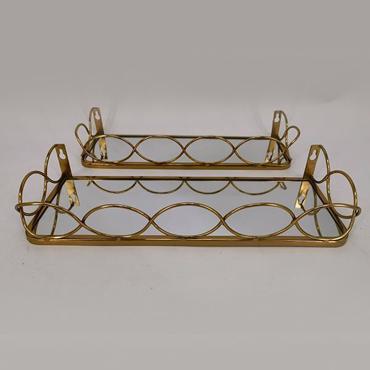 ESTHETI home Σετ των 2 Ράφι Μεταλλικό Χρυσό με Επιφάνεια Καθρέφτη 40x15.5x6.5cm/38x12x6.5cm 750-31520