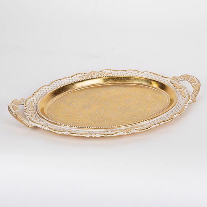 ESTHETI home Diskos Resin Xrusos/Lefkos 44x28x3.5cm 752-16080