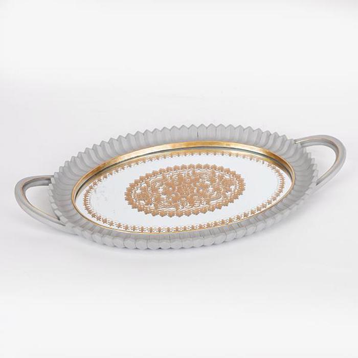 ESTHETI home Diskos me Kathrepti Resin Ggri/Xrusos 39x24x3.5cm 752-16085