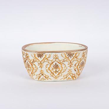 ESTHETI home Κασπώ Τσιμεντένιο Κρεμ/Χρυσό 22x13x11cm 752-18052