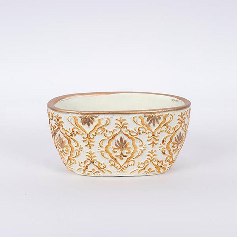 ESTHETI home Κασπώ Τσιμεντένιο Κρεμ/Χρυσό 22x13x11cm 75