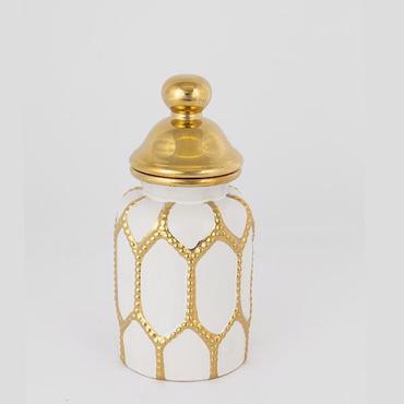 ESTHETI home Βάζο με Καπάκι Κεραμικό Λευκό/Χρυσό Φ12.5x26cm 752-20104