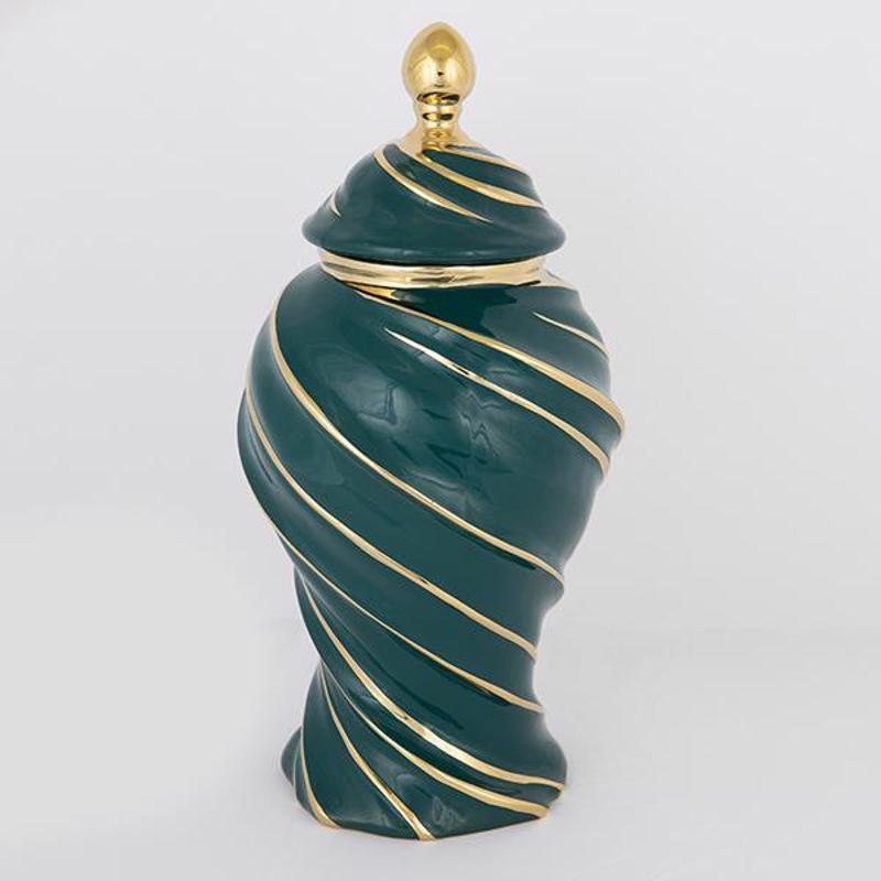 Διακοσμητικά Επιτραπέζια agiovlasitishome - ΣΗΜΑΝΤΙΚΟ: Σε περίπτωση διαφοράς τιμής από το κατάστημα ισχύει παντα και μόνο η τιμή του καταστήματος ESTHETI home Βάζο με Καπάκι Κεραμικό Πράσινο/Χρυσό Φ20x