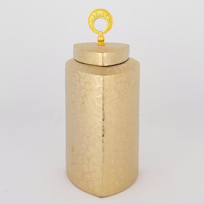 ESTHETI home - ΣΗΜΑΝΤΙΚΟ: Σε περίπτωση διαφοράς τιμής από το κατάστημα ισχύει παντα και μόνο η τιμή του καταστήματος ESTHETI home Βάζο με Καπάκι Κεραμικό Χρυσό 14.5x14.5x32