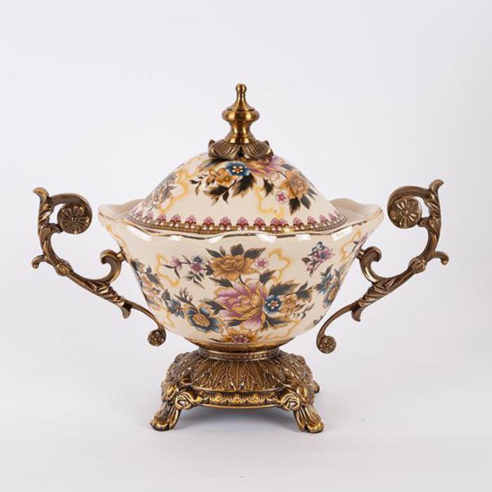 ESTHETI home Fontaniera Porselanis Lefki me Xrusa Louloudia 34x17x27cm 752-21031