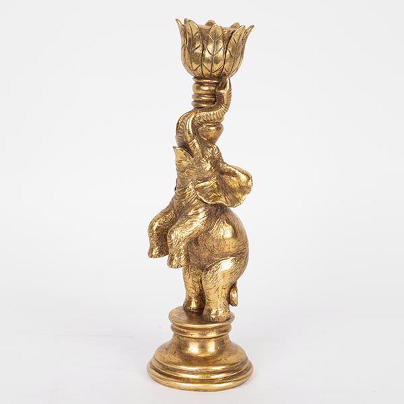 Κηροπήγια, Κεριά, Αρωματικά χώρου agiovlasitishome - ΣΗΜΑΝΤΙΚΟ: Σε περίπτωση διαφοράς τιμής από το κατάστημα ισχύει παντα και μόνο η τιμή του καταστήματος ESTHETI home Κηροπήγιο ''Ελέφαντας'' Resin Αντικέ Χρυσό