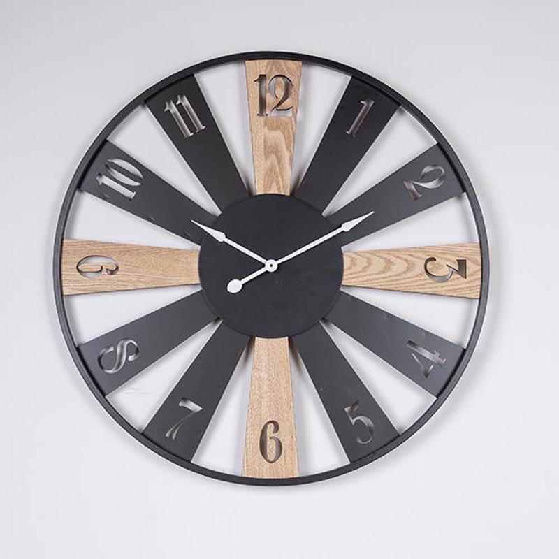 ESTHETI home Ρολόι Τοίχου Μεταλλικό/MDF Αντικέ Μαύρο/Φυ
