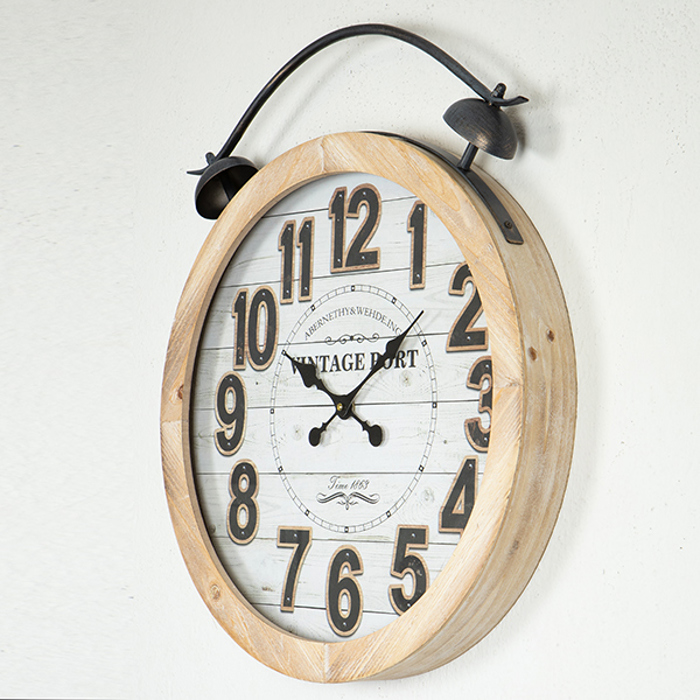 ESTHETI home Roloi Toixou MDF/Siderenio Mavro/Lefko/Fusiko me Gyali F50x6cm 753-13038