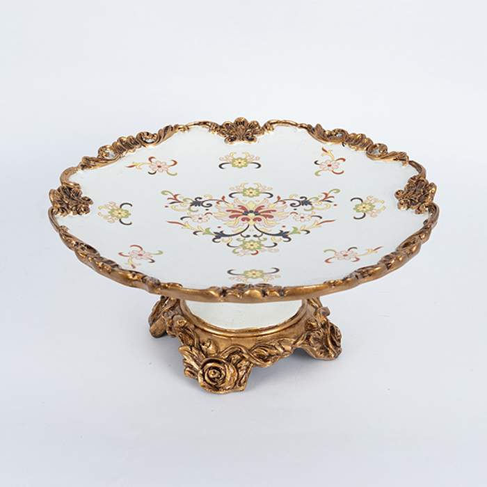 ESTHETI home Tourtiera Porselanis me Resin Lefki me Louloudia F34x15cm 754-11016