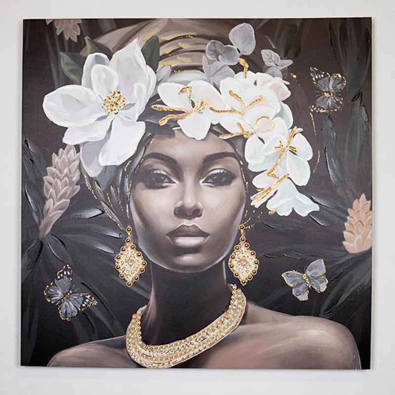 ESTHETI home Πίνακας σε Καμβά ''Γυναίκα με Λουλούδια στ