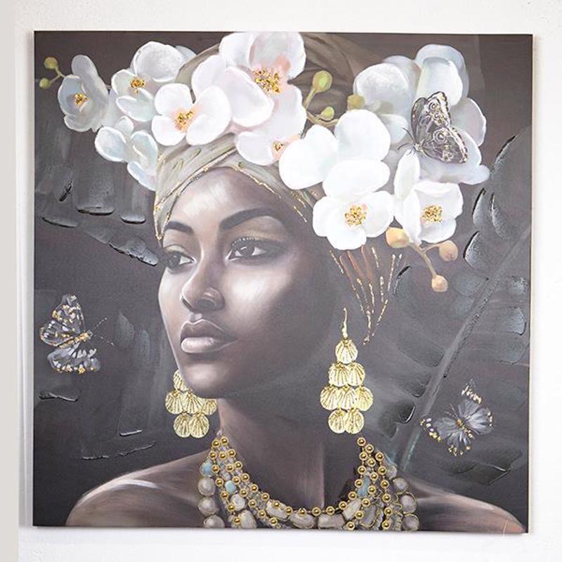 ESTHETI home Πίνακας σε Καμβά ''Γυναίκα με Λουλούδια στ