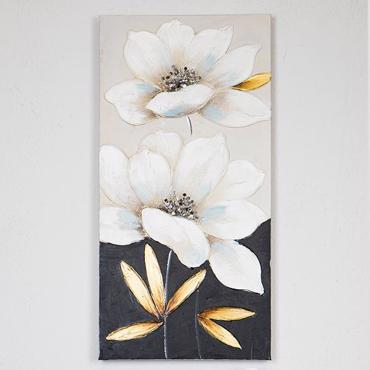 ESTHETI home Πίνακας σε Καμβά ''Λουλούδι'' Λευκός/Μαύρος/Χρυσός 60x3x90cm 755-12055