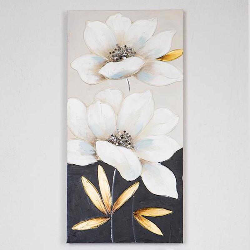 ESTHETI home Πίνακας σε Καμβά ''Λουλούδι'' Λευκός/Μαύρο
