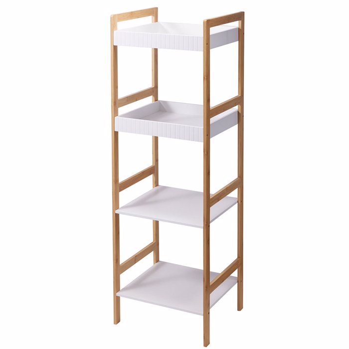 MRShome Rafiera me 4 Rafia apo Bamboo & MDF Natural/White