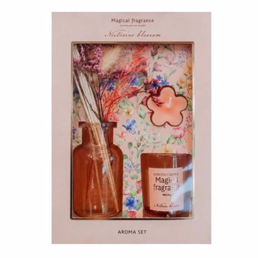 MRShome Σετ Αρωματικό Χώρου με Sticks και 2 Κεριά 'Nectarine blossom'