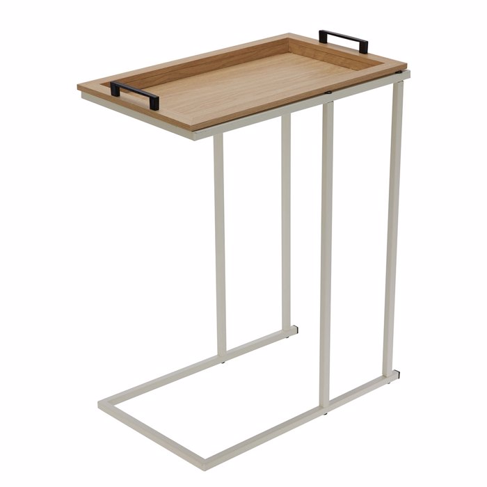 MRShome Side Table me Metalliko Skeleto Off-White kai Afairoumeni Epifaneia apo MDF 45x28x59cm