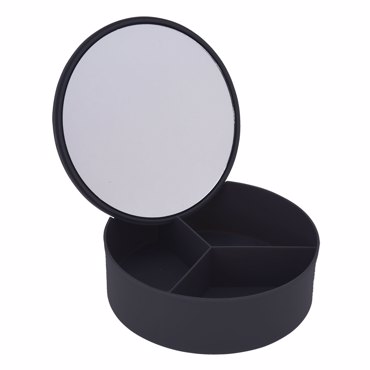 MRShome Κουτί Αποθήκευσης PP με Καθρέπτη 14x5cm Black-3C
