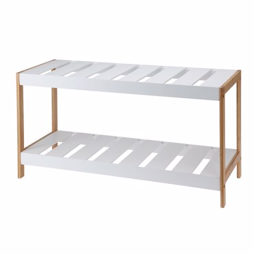 MRShome Παπουτσοθήκη 2 Επιπέδων από Bamboo/MDF 70x26x36cm Natural/White