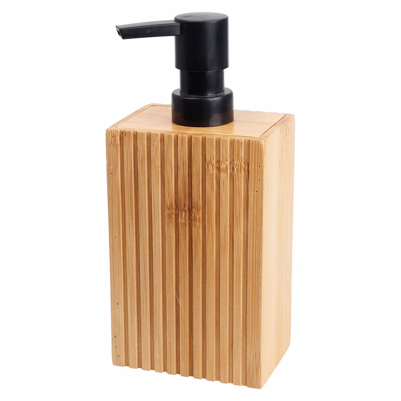 MRShome Δοχείο Κρεμοσάπουνου από Bamboo με Αντλία από ABS 8.5x6.6x17.5cm
