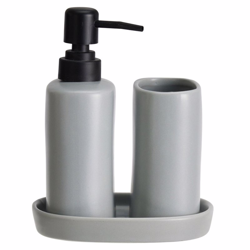 MRShome Σετ Μπάνιου Stoneware 3 Τεμαχίων Cool Grey 5U