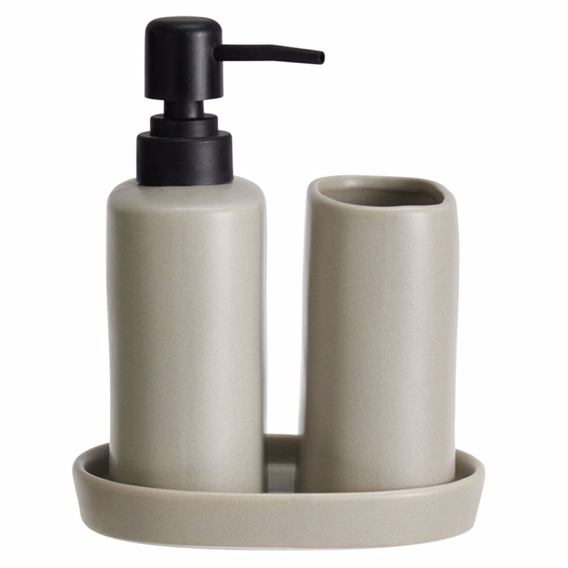 MRShome Σετ Μπάνιου Stoneware 3 Τεμαχίων Warm Grey 2U