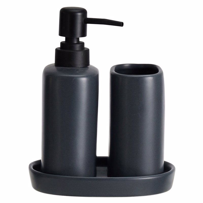 MRShome Σετ Μπάνιου Stoneware 3 Τεμαχίων Black 6U