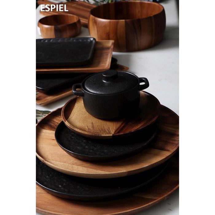 Piato Tetragno Stoneware Mavro 26X26X2.3ek NOL115K4 Espiel