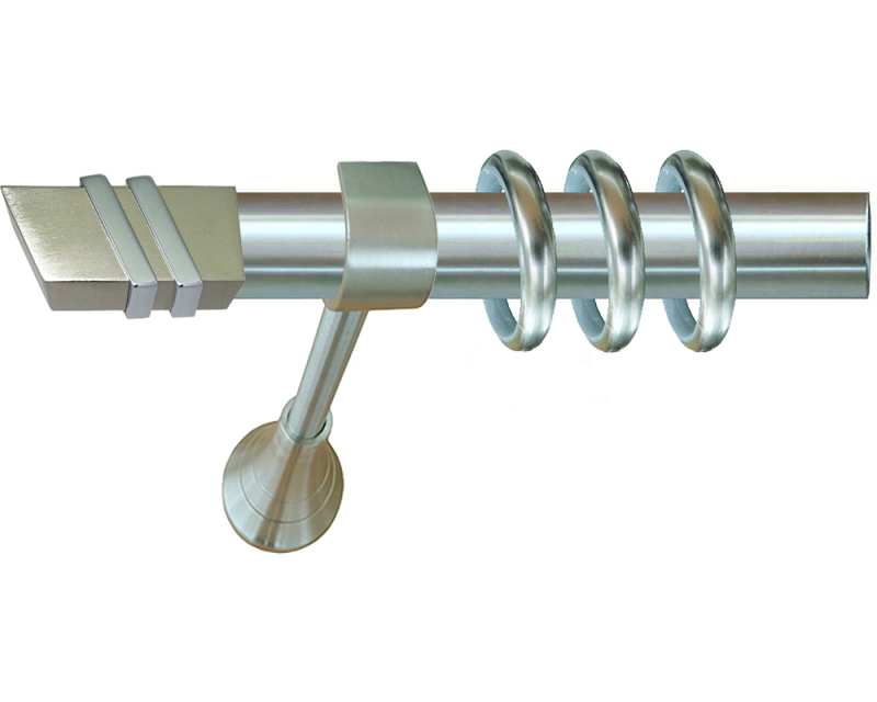 Κουρτινόξυλο φ25 inox two rings tetragono