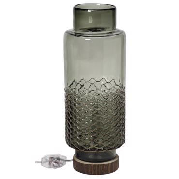 Λαμπατέρ Γυάλινο με Ξύλινο Φιμέ Πλέγμα 41.5εκ VID130 Espiel