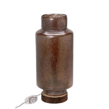 Λαμπατέρ Γυάλινο με Ξύλινη Βάση Καφέ 36.5εκ VID133 Espiel