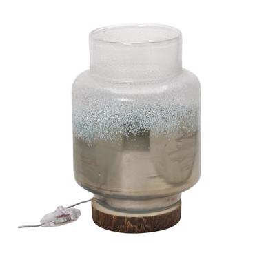 Λαμπατέρ Γυάλινο με Ξύλινη Βάση Χρυσό Λευκό 29εκ VID140 Espiel