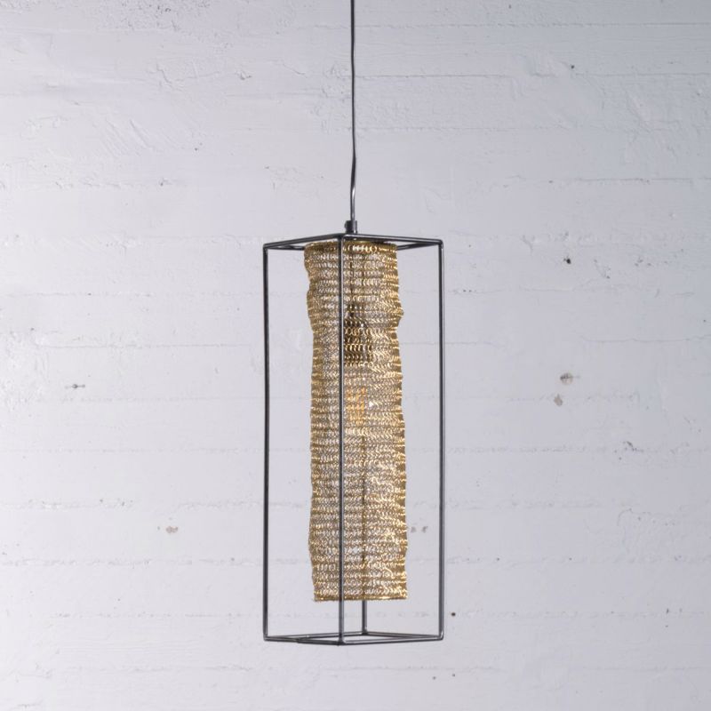 Supergreens Κρεμαστό Φωτιστικό Οροφής Μονόφωτο Μεταλλικό Χρυσό Ε27 15x15x45cm 2120-3