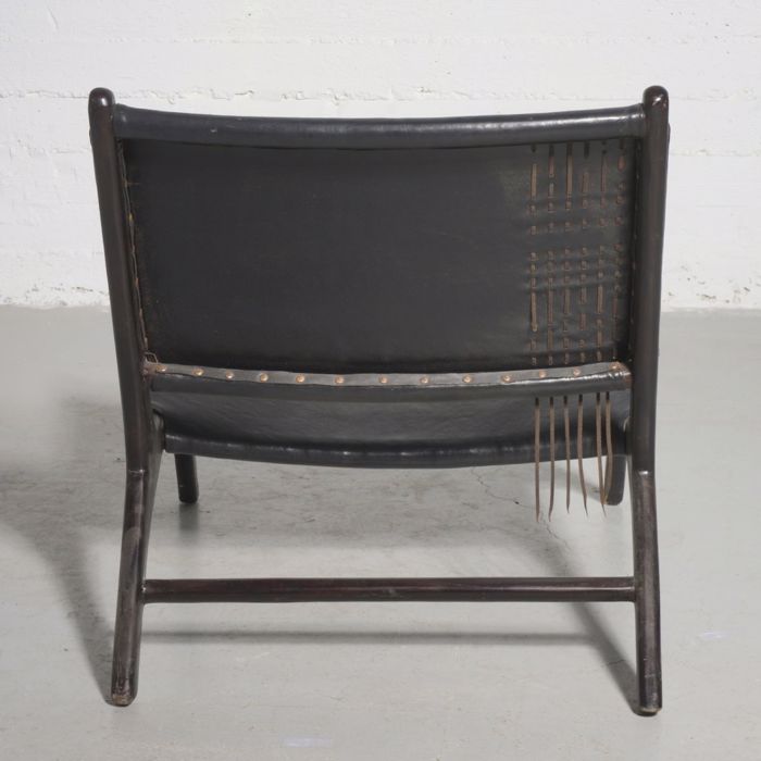 Supergreens Καρέκλα Lounge Δερμάτινη Teak Μαύρη 81x65x72cm 9900-1 Supergreens Karekla Lounge Dermatini Teak Mavri 81x65x72cm 9900-1