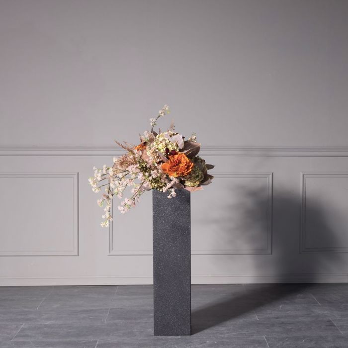 Supergreens Ανθοστήλη Πήλινη ''Terazzo'' Μαύρο Small 20x20x80cm A-6150-8 Supergreens Anthostili Pilini ''Terazzo'' Mavro Small 20x20x80cm A-6150-8