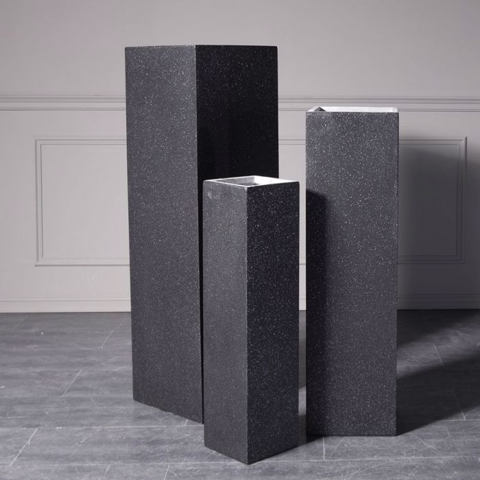 Supergreens Ανθοστήλη Πήλινη ''Terazzo'' Μαύρο Medium 28x28x100cm B-6150-8 Supergreens Anthostili Pilini ''Terazzo'' Mavro Medium 28x28x100cm B-6150-8