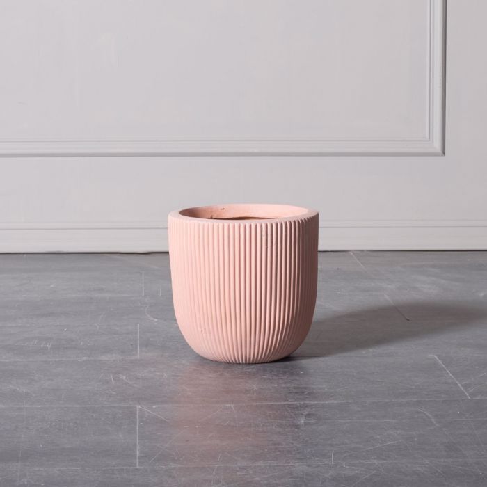 Supergreens Γλάστρα Πήλινη Στρογγυλή ''Stripe'' Σομόν Small Φ24x23cm A-8940-8 Supergreens Gastra Pilini Stronguli ''Stripe'' Somon Small F24x23cm A-8940-8