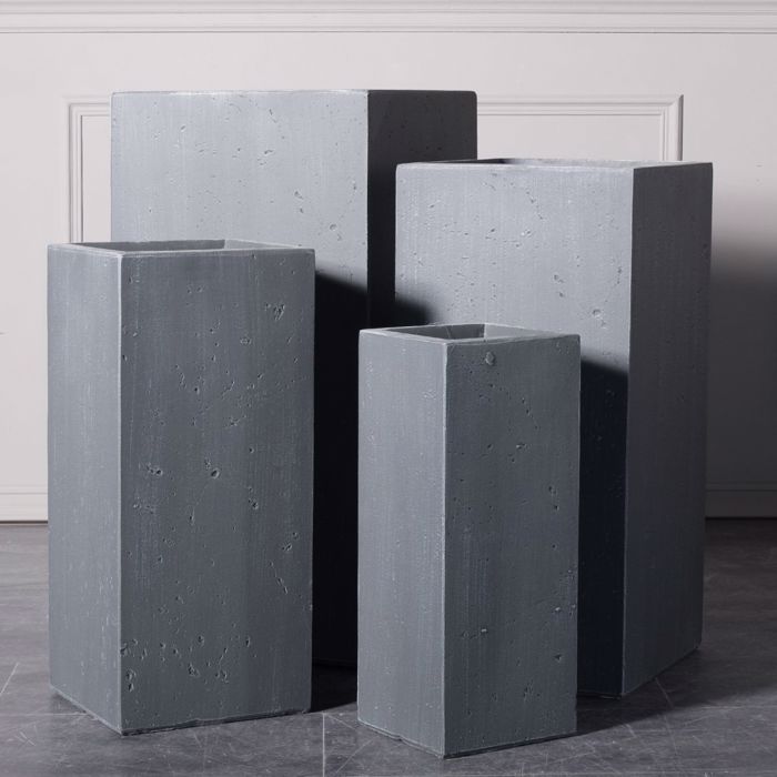 Supergreens Γλάστρα Πήλινη Κάθετη ''Rocky'' Γκρι Medium 27x27x60cm B-7050-8 Supergreens Gastra Pilini Katheti ''Rocky'' Ggri Medium 27x27x60cm B-7050-8