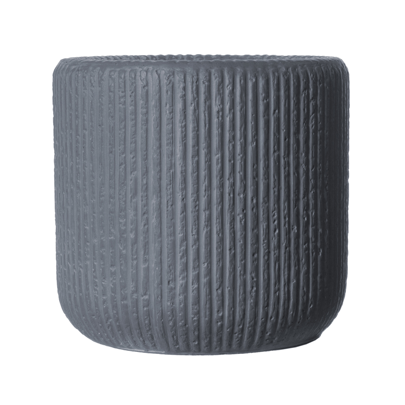 Supergreens Γλάστρα Πήλινη Στρογγυλή ''Stripe'' Γκρι Σκούρο L Φ42x40cm C-9170-8